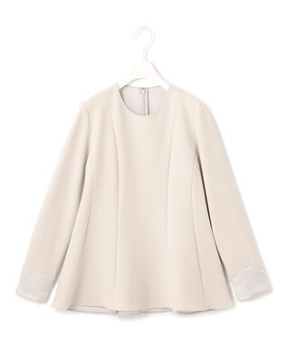 ICB L 【洗える】ミリオーネダンボールニット ペプラムブラウス トープ系