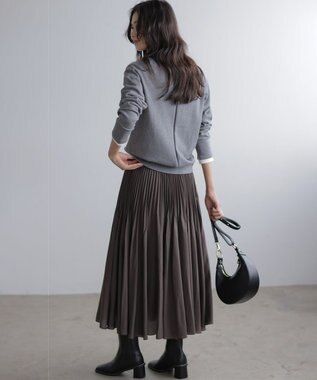 組曲 S 【加藤ローサさん着用】コットンカシミヤMIX刺繍入りニット ライトグレー系