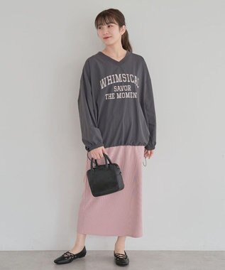 Green Parks ナイロンロゴＶネックプルオーバー Charcoal Gray