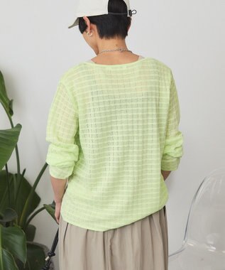 AMERICAN HOLIC シアーチェックカーディガン Lime Green