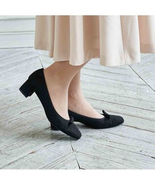 Riz raffinee <Riz raffinee>【レイン対応】リボンパンプス ブラックスエード
