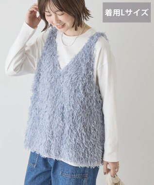 AMERICAN HOLIC 【選べる丈】フェザーVネックベスト Light Blue