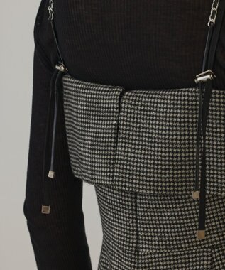 GRACE CONTINENTAL チドリツイードサロペット ブラック