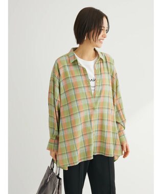 Green Parks チェック柄シャツチュニック Green