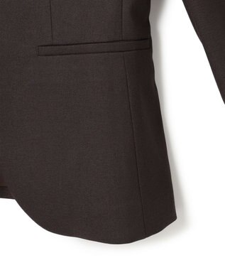 ICB 【洗える】プロヴィスウールツイル ノーカラージャケット チャコール系