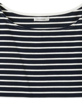 Green Parks 異素材ボーダーペプラムカットソー Navy