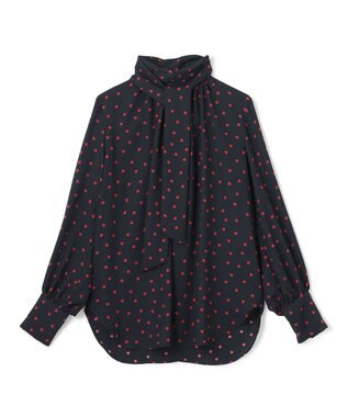 BEIGE， VIGNON / ドットブラウス Navy×Red