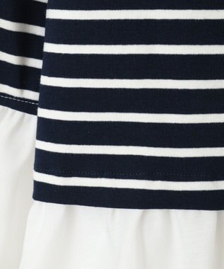 Green Parks 異素材ボーダーペプラムカットソー Navy