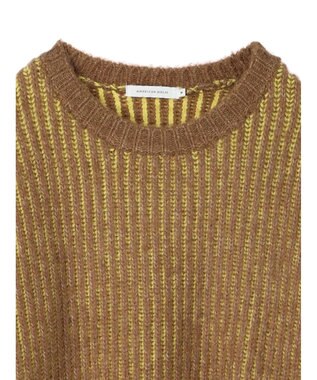 AMERICAN HOLIC バイカラー片畦ニットチュニック Mocha