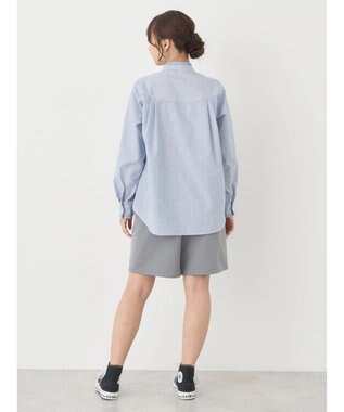 earth music&ecology スタンドフリルシャツ Stripe