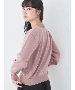 earth music&ecology バックボタンクルーネックニットプルオーバー