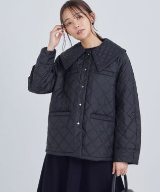 組曲 S 【洗える・中綿】2WAYキルト コート ブラック系