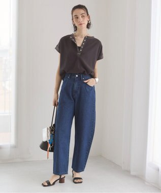 WEGO 【ANGIE VINTAGE/SMLサイズ展開】カーブデニムパンツ ネイビー