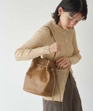 russet 【2025AW新作】レザー巾着バケットバッグ(CE-1614)