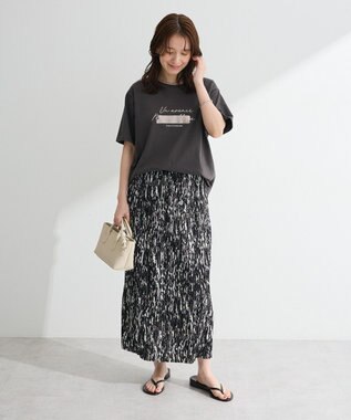 Green Parks 柄プリーツスカート Black