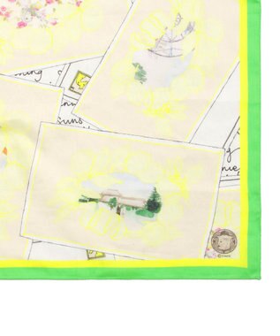 MOONBAT 【日本製】SWASH LONDON ポストカードプリント コットン スカーフハンカチ レモンイエロー