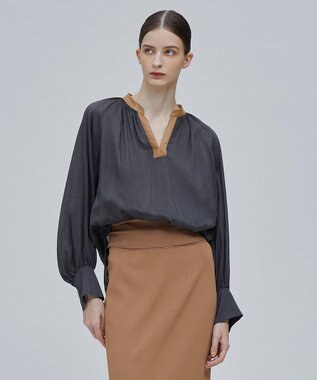 BEIGE， PAULINE / レザーコンビブラウス