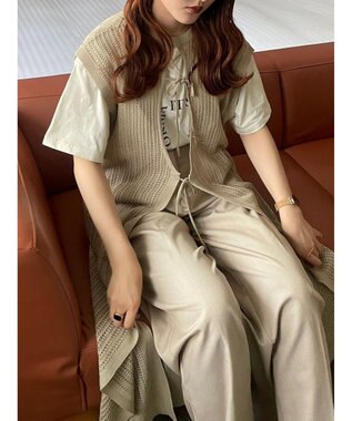 Green Parks 前後２Ｗａｙ　透かし柄ニットワンピース Beige