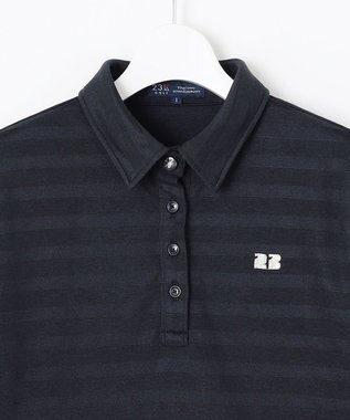 23区GOLF 【WOMEN】ブライトボーダー ポロシャツ 着回し力抜群 1枚で大活躍 高品質 1枚でも◎ ネイビー系