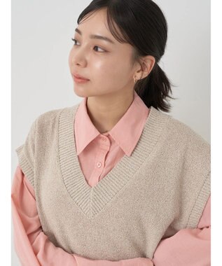 earth music&ecology ミニブークレＶネックベスト Light Beige