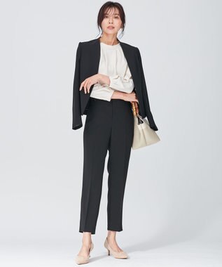 23区 トリアセダブルジョーゼット パンツ ブラック系