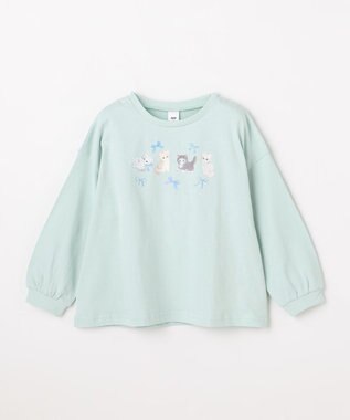ANY KIDS 【綿100%】ネコアソート 長袖Tシャツ ミント