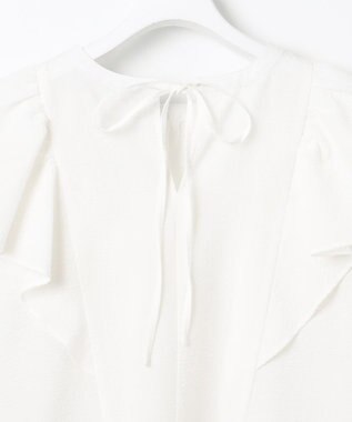Feroux 【洗える】袖フリルブラウス ホワイト系