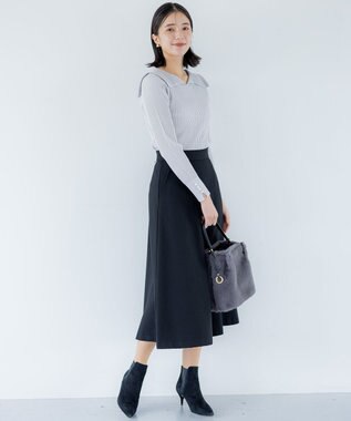 組曲 Elenaリブニット プルオーバー ライトグレー系