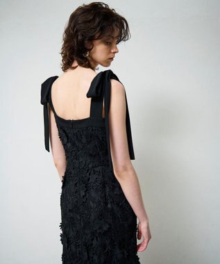 GRACE CONTINENTAL ケミカルフラワーレースワンピース ブラック