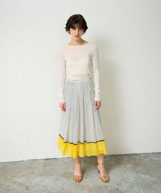 GRACE CONTINENTAL ドットBOXタックスカート ホワイト