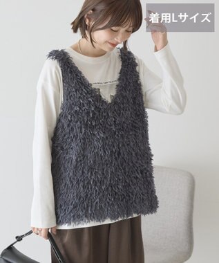 AMERICAN HOLIC 【選べる丈】フェザーVネックベスト Charcoal Gray