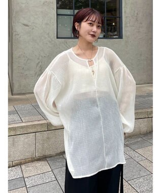 Green Parks 前後２Ｗａｙ　シフォンプリーツチュニック Ivory