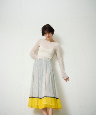 GRACE CONTINENTAL ドットBOXタックスカート ホワイト