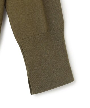 BEIGE， WILLOW / アシンメトリーレースクルーネックニット Khaki × White