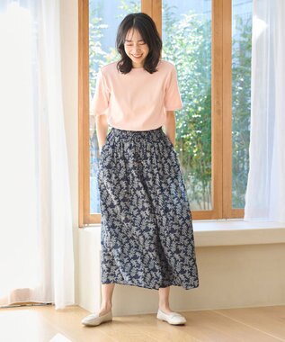 ANY 【洗濯機可能・ウエストゴム】リラックススカーチョ ネイビーベース