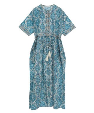 CRAFT STANDARD BOUTIQUE インド綿アラベスク柄ワンピース Blue