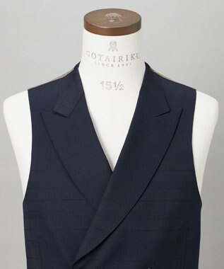 GOTAIRIKU 【山栄毛織】レトロテック 3ピーススーツ ネイビー系4