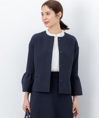 組曲 S 【KUMIKYOKU NAVY】コンフォータブルドレープ フレアスリーブジャケット ネイビー系
