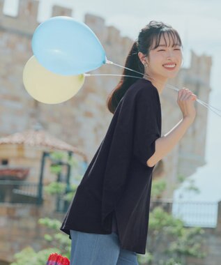 Tiaclasse L 【おのののかさん着用】冷凛(ひやりん)カノコドルマンスリーブカットソー ネイビー