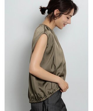 Te chichi サテンサイドリボンブラウス カーキ