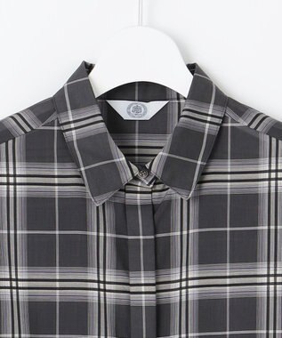 J.PRESS LADIES 【WEB限定カラーあり・洗える】SOFT SHEER チェック ロング シャツ スレートチェック系