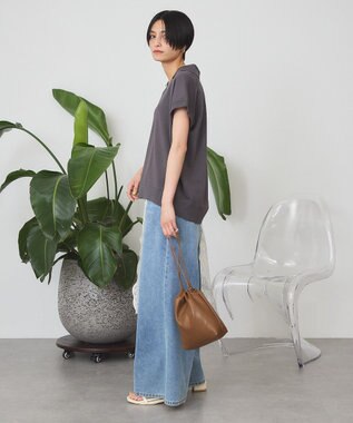 AMERICAN HOLIC フレンチスリーブスキッパールーズニットプルオーバー Charcoal Gray