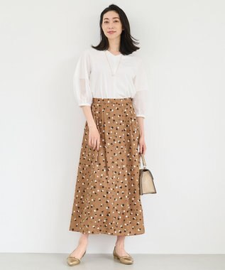 自由区 【セットアップ対応・洗える】ドットプリント スカート ブロンズベース