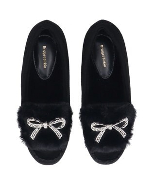 Bridget Birkin 【Bridget Birkin】キラキラリボンムートンシューズ ブラックスウェード