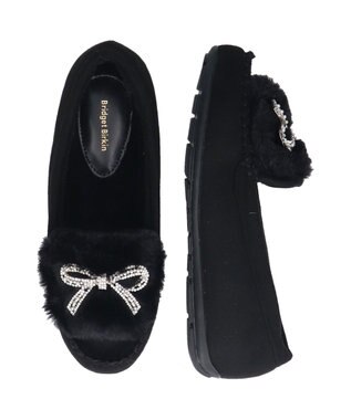 Bridget Birkin 【Bridget Birkin】キラキラリボンムートンシューズ ブラックスウェード