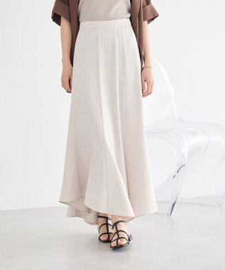 earth music&ecology 【セットアップ対応】キリカエフレアスカート Stripe Ivory