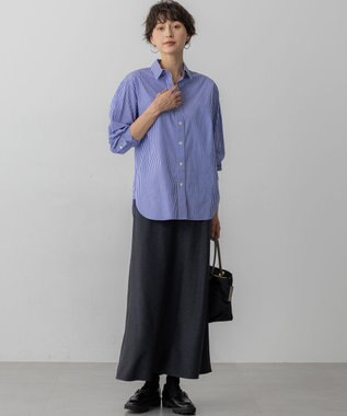 23区 【洗える】ハイカウントフラノ フレア スカート グレー系