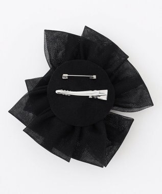 組曲 リボンレイヤードコサージュ ブラック系