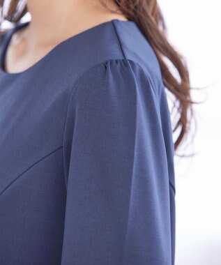 Tiaclasse L 【洗える】サイドリボンポンチチュニック ネイビー