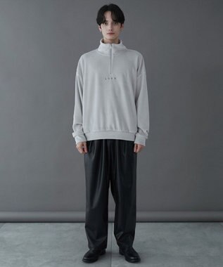 WEGO 【ユニセックス着用ITEM】マイクロシャギーワンポイントハーフZIPプルオーバー ライトグレー